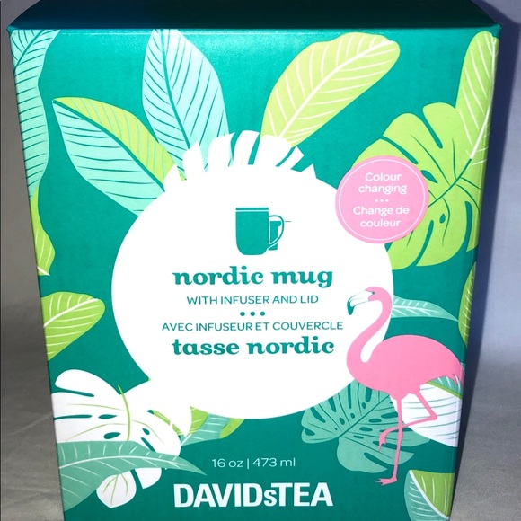 COPY - Davids Tea Nordic Mug Miami Palm Leaf Flamingo - Picture 2 of 5